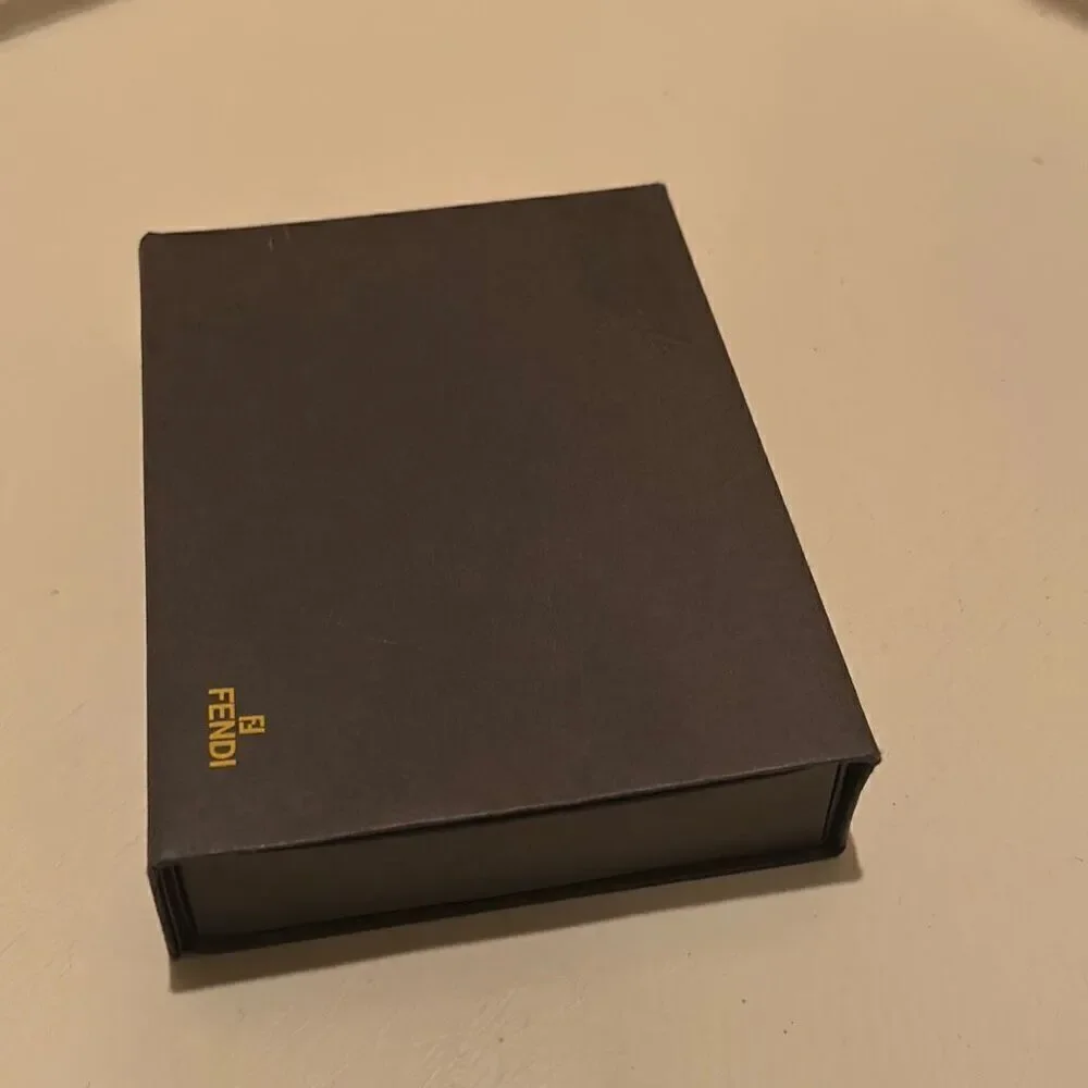 Fendi 6x4.5 Flap Top Lid Gift Box Black Gold Logo Luxury Display Storage